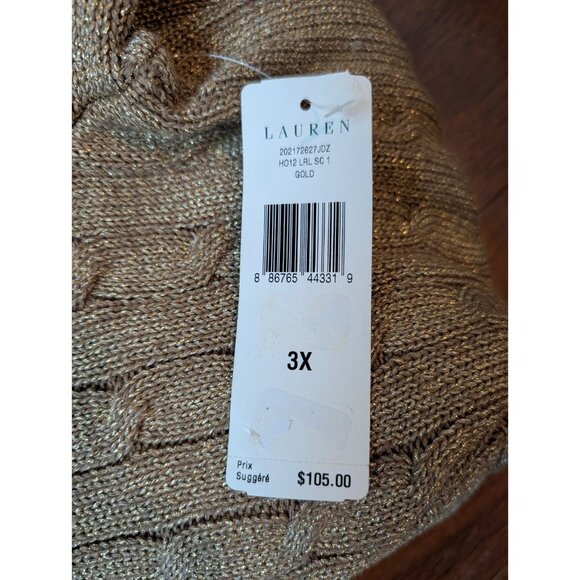 Lauren Ralph Lauren Cable Knit Metallic Gold 3X NWT - Picture 11 of 11